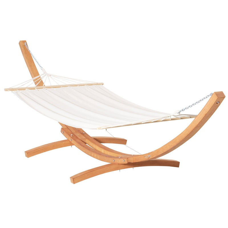 Outsunny Outdoor Garden Hammock with Wooden Stand Swing Hanging Bed for Patio White