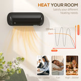 HOMCOM 2000W Ceramic Electric Heater with Fan, Adjustable Thermostat, Wall Mounted - Black