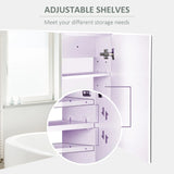 HOMCOM 80 x 15 cm Double Door Bathroom Mirror Cabinet - White