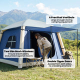 Outsunny Inflatable Camping Tent w/ Hand Pump, Easy Setup 1/2 Person Blow Up Tent, Dark Blue