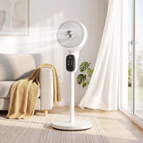 HOMCOM 20 dB Silent Standing Fan for Bedroom, 39in Pedestal Fan with Remote, Oscillating, 8 Speeds, Adjustable Height, White