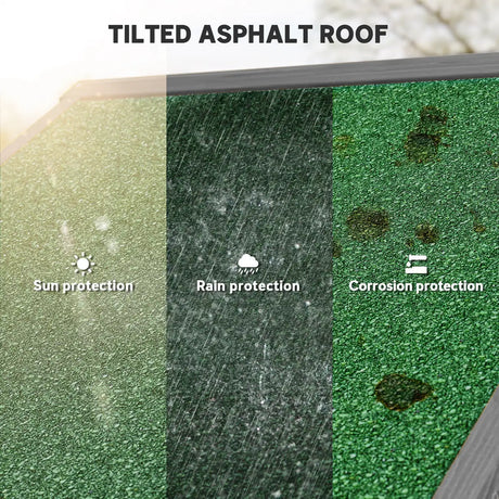 Outsunny Wooden Garden Shed, Utility Outdoor Small Shed with Lockable Double Doors, Shelves and Roof Hatch, Grey