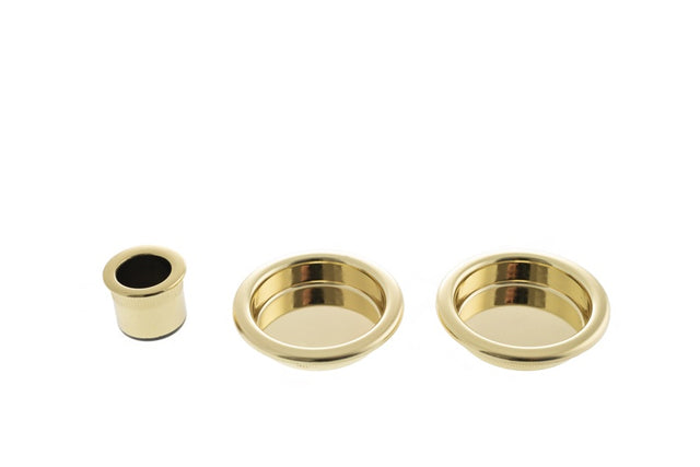 AGB Sliding Door Flush Pull Round - Polished Brass - Pair