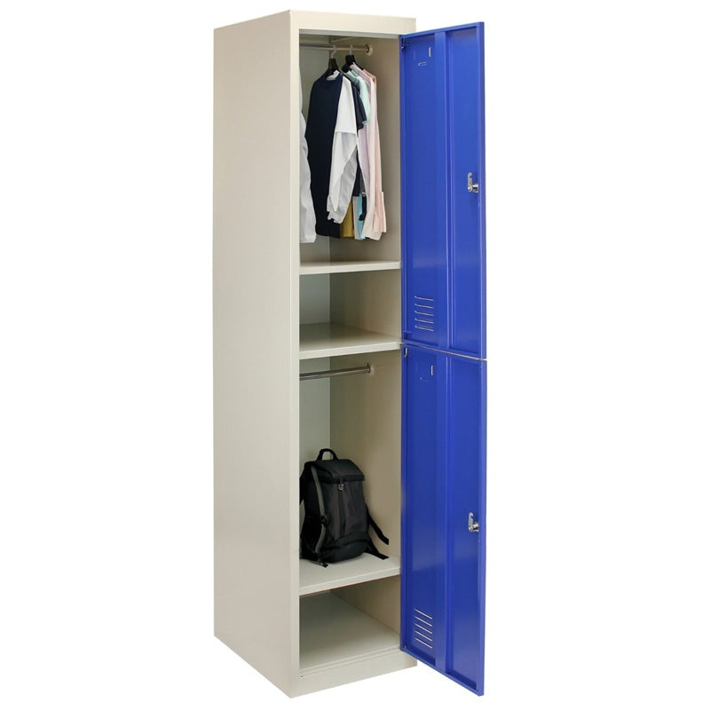 Metal Storage Lockers - Two Doors, Flatpacked, Blue