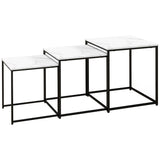 HOMCOM Three Nest of Tables, Marble Effect Finish