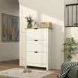 HOMCOM Slim Shoe Cabinet, Narrow Shoe Cupboard with 3 Flip Drawers, Adjustable Shelves for 18 Pairs of Shoes, High Gloss White