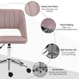 Vinsetto Armless Velvet-Feel Office Chair - Pink