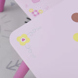 HOMCOM 3 Pcs Kids and Table Chair Set Princess & Crown Theme Home Furniture Pretty Gift 2-4 Years Pink