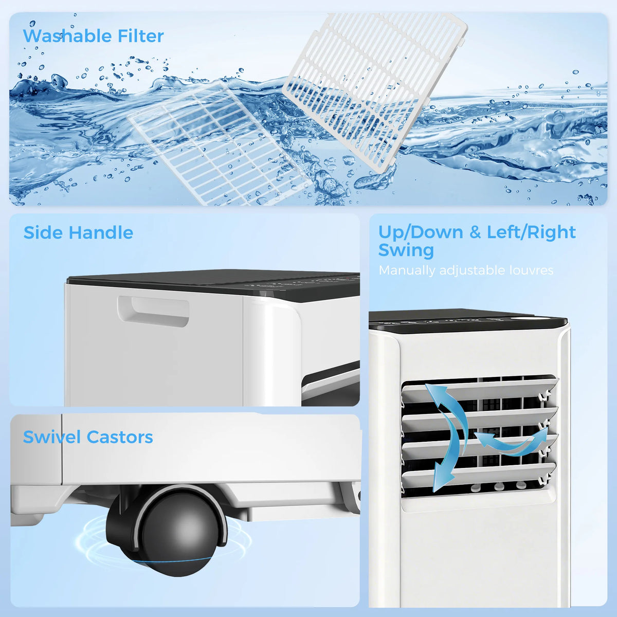 HOMCOM Portable Air Conditioner 5000 BTU, 4-in-1 AC Unit with Cool, Dehumidifier, Fan, Sleep Mode, WiFi Voice Remote Control