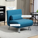 HOMCOM Single Linen-Look Sleeper Chair - Blue