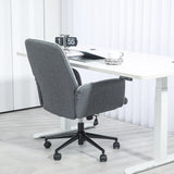 HOMCOM Linen Computer Chair with Armrest, Modern Swivel Chair with Adjustable Height, Dark Grey