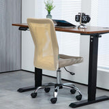 Vinsetto Computer Desk Chair, Mesh Office Chair with Adjustable Height and Swivel Wheels, Armless Study Chair, Beige