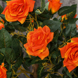 Outsunny Set of 2 Artificial Plants White Rose Floral in Pot, Fake Plants for Home Indoor Decor, 90cm, Orange