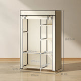 HOMCOM Fabric Wardrobe, Portable Wardrobe with 6 Shelves, 1 Hanging Rail, Foldable Closets, 103 x 43 x 162.5 cm, Cream White