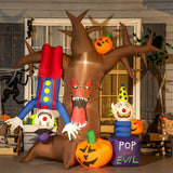 Outsunny 7ft Inflatable Halloween Ghost Tree with Upside-down Clown Pumpkins, Blow-Up Outdoor LED Display for Lawn, Garden, Party