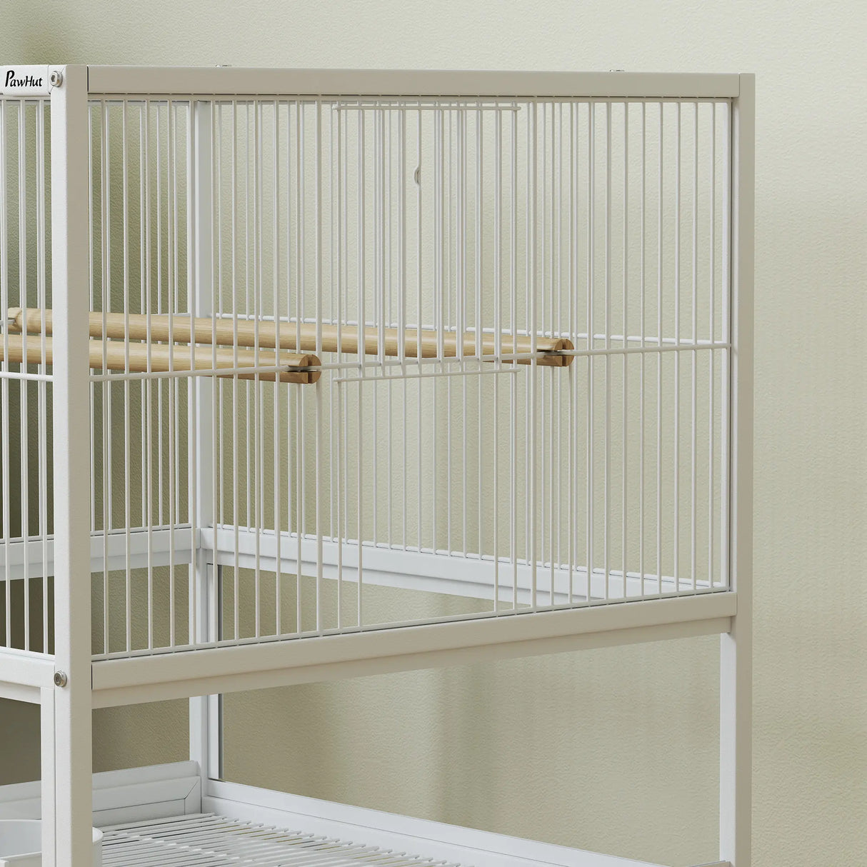 PawHut Bird Cage with Rolling Stand, Acrylic Viewing Panels, Storage Shelf, for Budgie, Parakeet, 48 x 46 x 83 cm