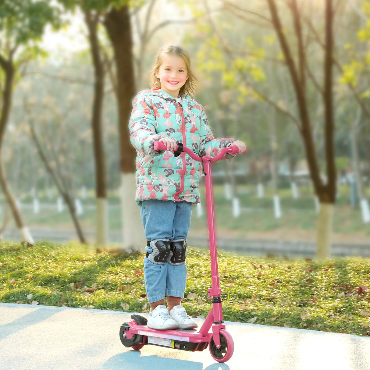 AIYAPLAY Electric Scooter for Kids 6-14 Years, with Colourful Lights, Pink