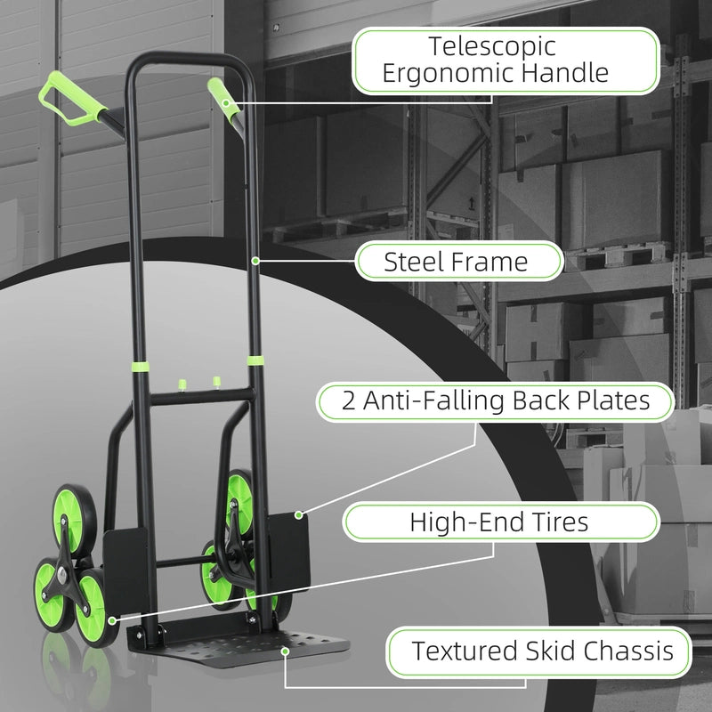 DURHAND Six-Wheel Folding  Sack Barrow Trolley - Black/Green