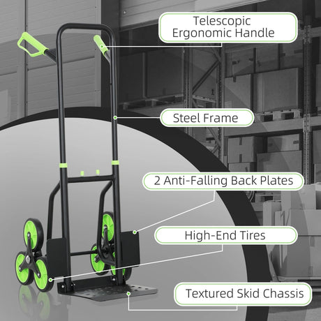 DURHAND Six-Wheel Folding  Sack Barrow Trolley - Black/Green