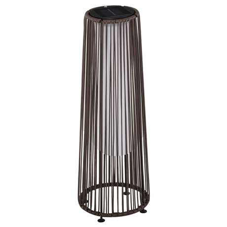 Outsunny Patio Garden PE Rattan Solar Lights Woven Resin Wicker Lantern Auto On/Off Solar Powered Lights for Porch, Yard, Lawn, Courtyard, Indoor & Outdoor  Brown