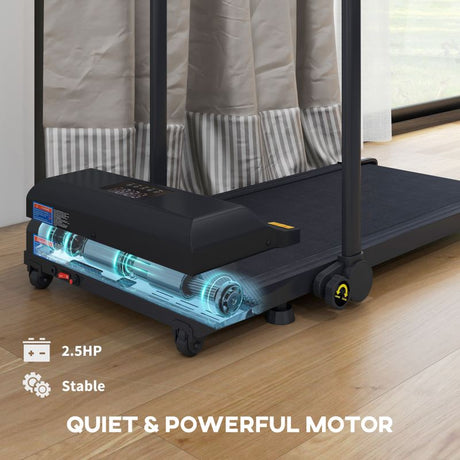 HOMCOM 2.5HP Walking Pad Treadmill, Folding Under Desk Treadmill, Walking Machine, 1-10km/h, with Remote Control