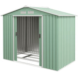 Outsunny 7 x 4ft Metal Garden Shed, Outdoor Storage Tool House with Ventilation Slots, Foundation Kit and Lockable Double Doors, Light Green