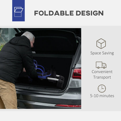 HOMCOM 2 in 1 Wheelchair Transport Chair & Folding Rollator Walker with Seat, Backrest, Footrest, Lightweight Walking Frame with Bag, Adjustable Height, 4 Wheeled Walker for Seniors, Pearl Blue