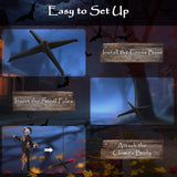 Outsunny 183 cm Life Size Halloween Animated Clown & Skull Staff with Red Light Up Eyes, Sound Activated Moving Arms & Head, Scary Clown Halloween Decorations, Battery Operated, Indoor Party Props