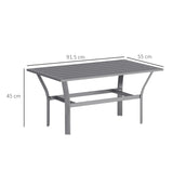 Outsunny Metal Garden Coffee Table, Rectangular Outdoor Side Table with Slatted Tabletop, Foot Pads for Outside, Garden, Balcony, Porch, 91.5 x 55 x 45cm, Dark Grey