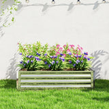 Outsunny Square Raised Garden Bed Box with Weatherized Steel Frame for Vegetables, Flowers, & Herbs, 120 x 120 x 30cm, Silver Tone