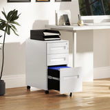 Vinsetto Three-Drawer Steel Filing Cabinet - White