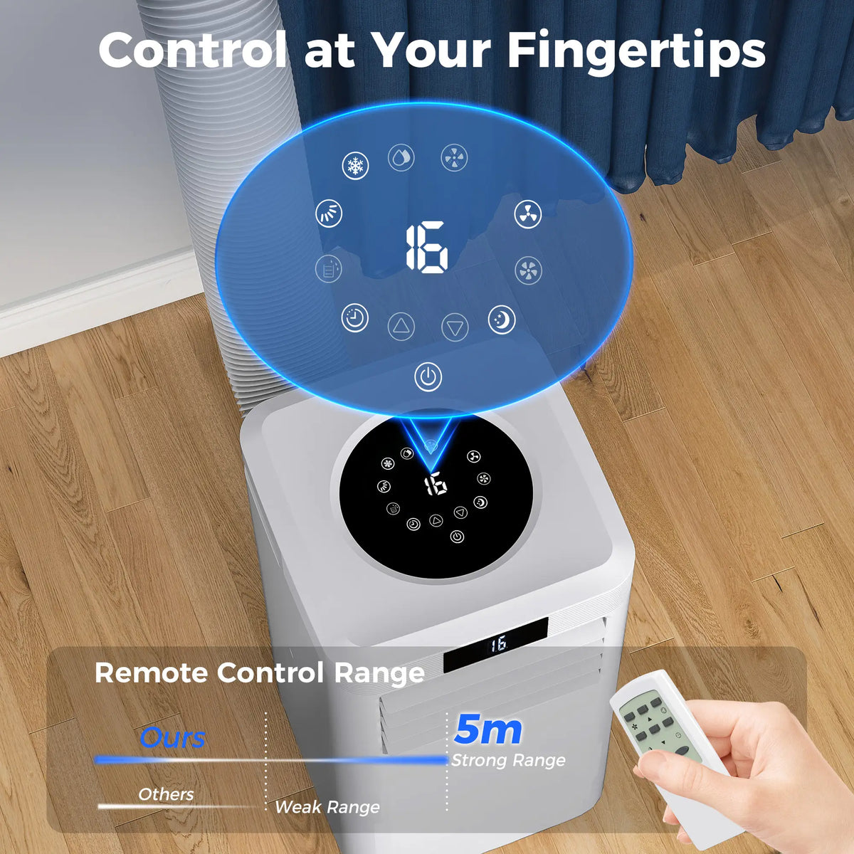 HOMCOM 10000 BTU Air Conditioning Unit, 3-in-1 Portable Air Conditioner, Dehumidifier, Cooling Fan with Remote Control, Digital Display, 2 Speeds, 24H Timer, Window Venting Kit, 22m2