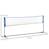 SPORTNOW 4m Badminton Net, Height Adjustable Outdoor Sports Net, with Carry Bag, for Tennis, Pickleball, Volleyball, Blue