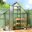 Outsunny Polycarbonate Greenhouse with Swing Door and Adjustable Window, Walk-in Greenhouse, 5.5 x 6.5ft, Black