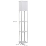 HOMCOM 3-Tier Floor Lamp, Floor Light with Storage Shelf, Reading Standing Lamp with Acrylic Shade for Living Room, Bedroom, Kitchen, Dining Room, Office, Dorm, 160cm, White