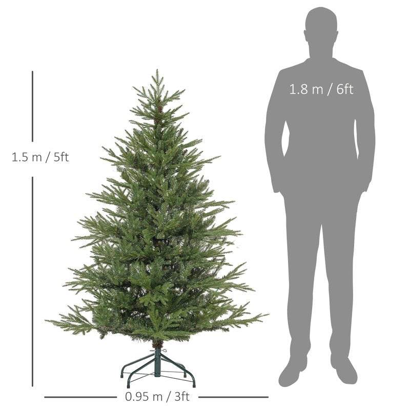 HOMCOM 5ft Bushy and Bare Artificial Christmas Tree - Green