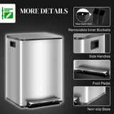 HOMCOM 40L Dual Compartment Stainless Steel Bin, with Deodoriser Holders - Silver Tone