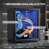 HOMCOM 16 Bottle Wine Cooler, 48 Litre Capacity, 4-16C Under Counter Drinks Beer Wine Fridge with Glass Door, LED Light, Black