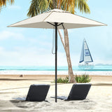 Outsunny 215cm Square Canopy Parasol, with Contrast Piping - Beige/Brown
