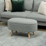 HOMCOM Teddy Fleece Storage Ottoman - Grey