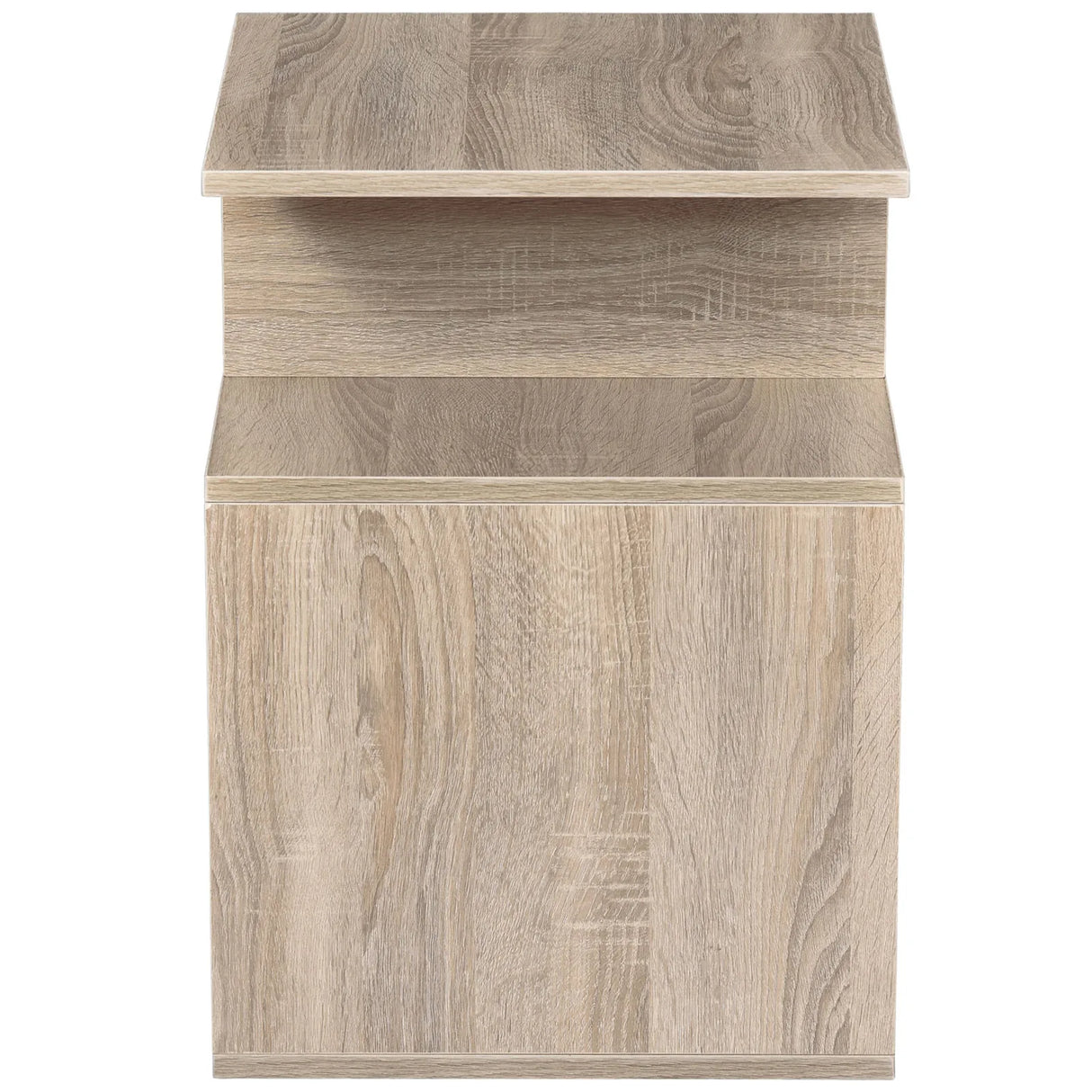 HOMCOM Side Table, 3 Tier End Table with Open Storage Shelves for Living Room, Bedroom, Oak