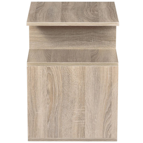 HOMCOM Side Table, 3 Tier End Table with Open Storage Shelves for Living Room, Bedroom, Oak