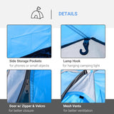 Outsunny 2-3 Man Tunnel Tent with Vestibule, Weather-Resistant Camping Tent with Air Vents for Fishing Hiking, Light Blue & Grey