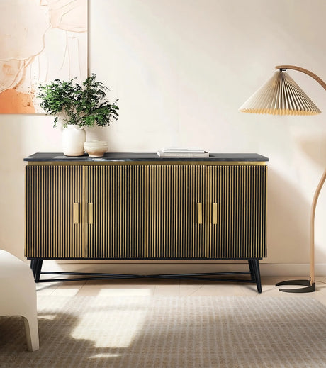 Giner and Colomer - 4-Door Mango Wood & Marble Sideboard, Bronze Finish