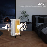 HOMCOM 1500W Quiet Oil Filled Radiator, 7 Fin Energy Efficient Portable Electric Heater with 3 Heat Settings, Adjustable Thermostat, Safety Tip Over, Overheat Protection, for Home, White