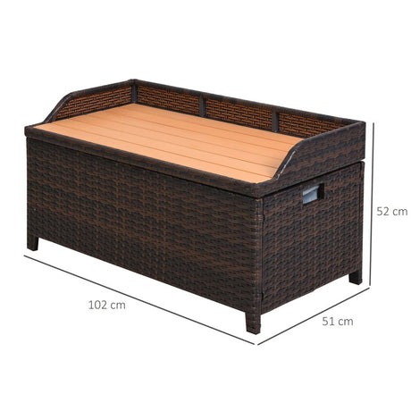 Outsunny 130L Rattan Garden Storage Box, with Seat - Mixed Brown