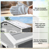 Outsunny 6 x 4ft Garden Shed, Plastic Shed with Floor, Window, Lockable Door and Vents, Wood Effect Resin Tool Shed for Outdoor, Grey