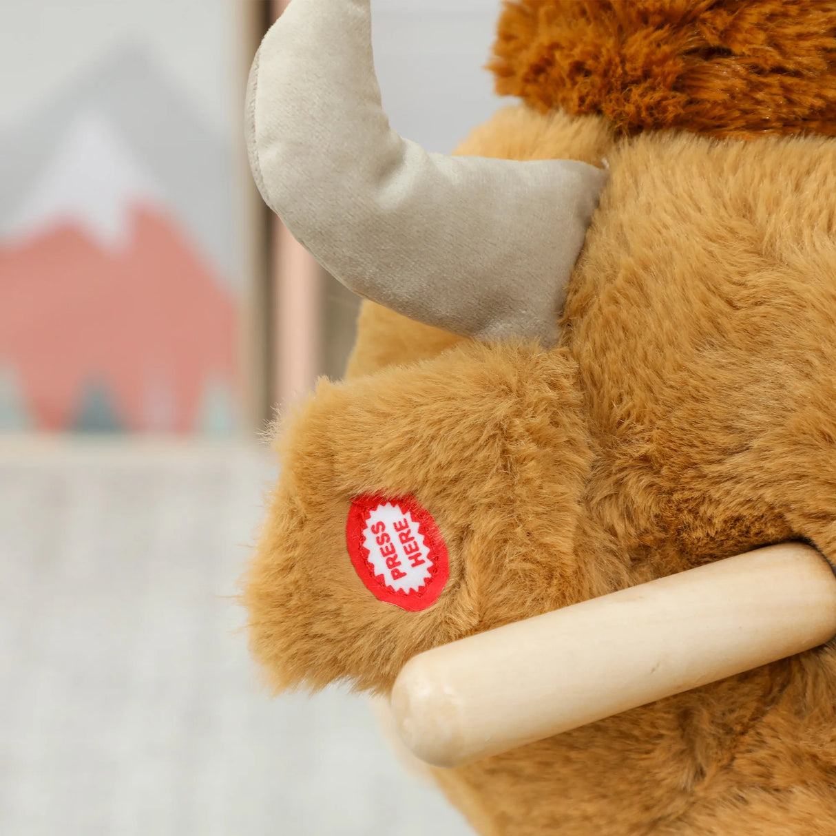 AIYAPLAY Baby Rocking Horse with Safety Belt, Wood Base, Animal Rocker for Children, Brown