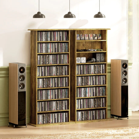 HOMCOM 360 CD Storage Unit - Rustic Brown