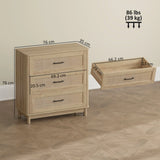 HOMCOM 76 cm Wide Drawer Chest of Drawers with 3 Drawer - Oak